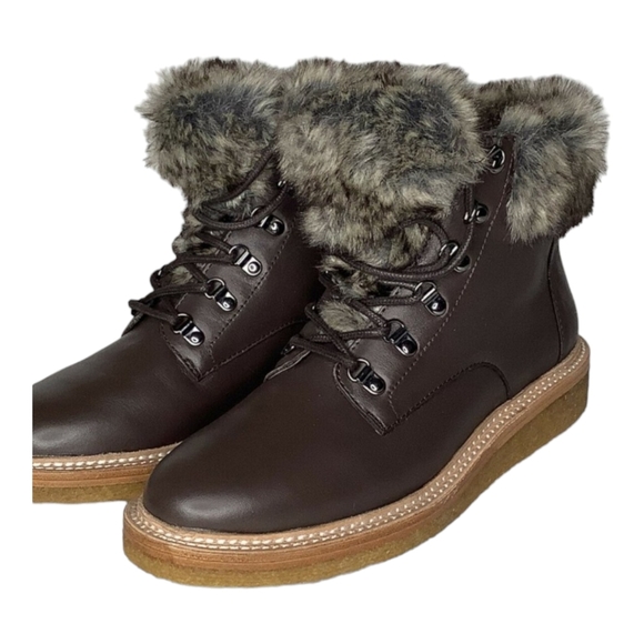 Botkier Winter Leather Lace Up Boots with Faux Fur - Picture 15 of 16
